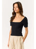 Black Square Neck Sweater Top