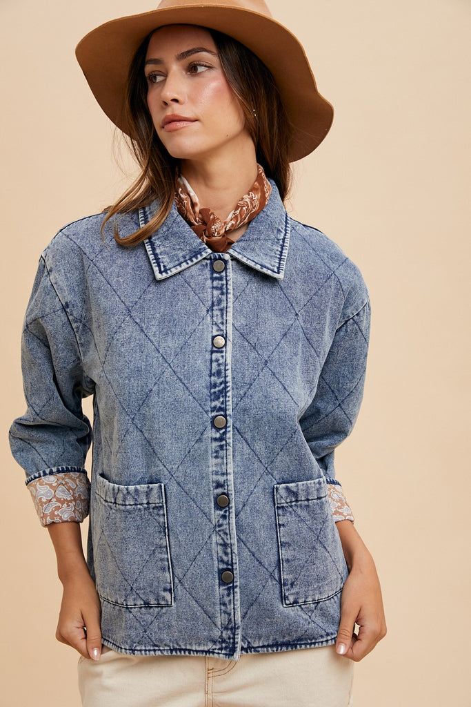 Denim Contrast Quilted Jacket