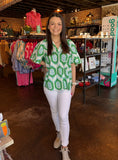 Green Blue Ikat Anderson Top