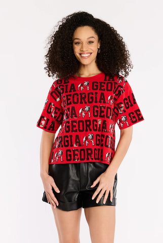 Georgia State Beaded Earrings