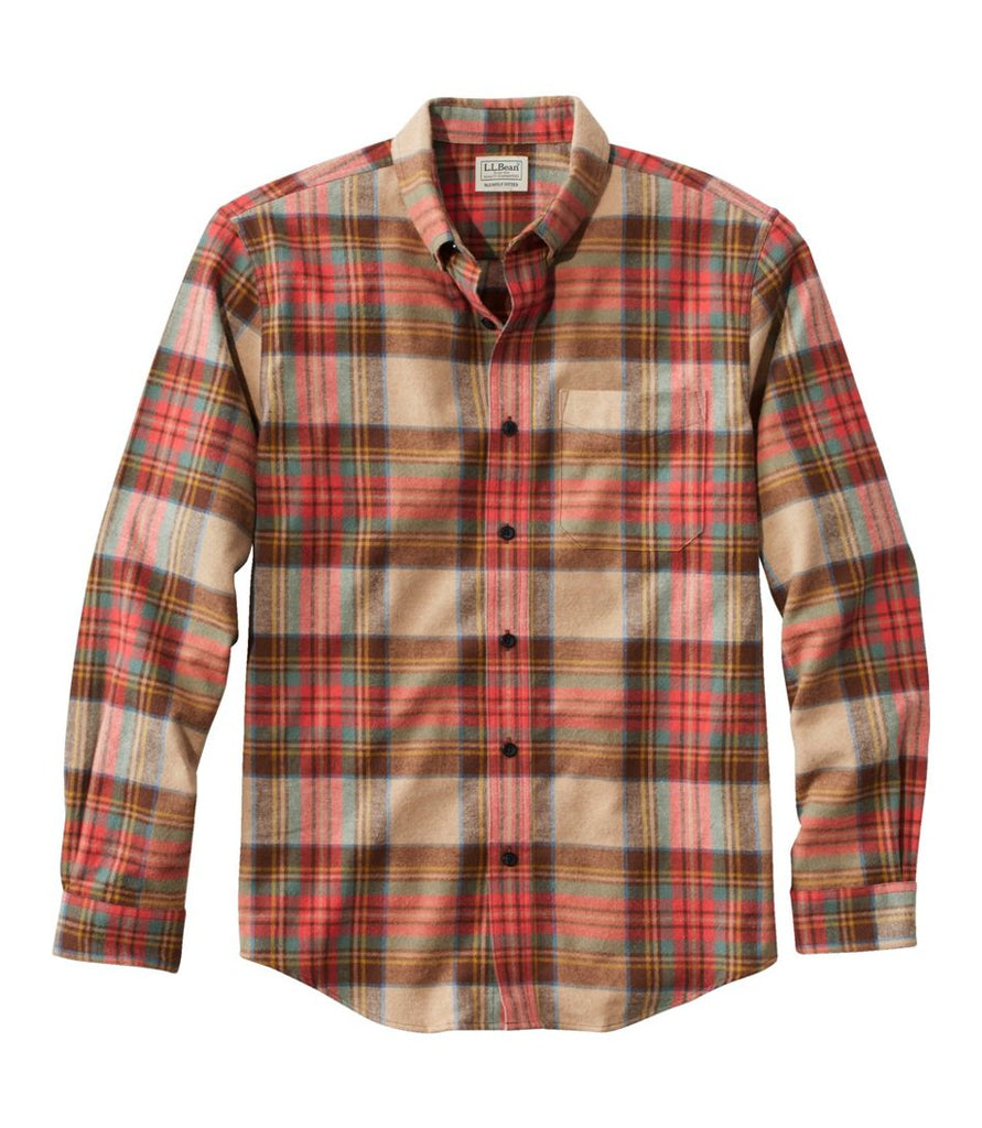 Scotch Plaid Flannel Shirt Button Down Slightly Fitted