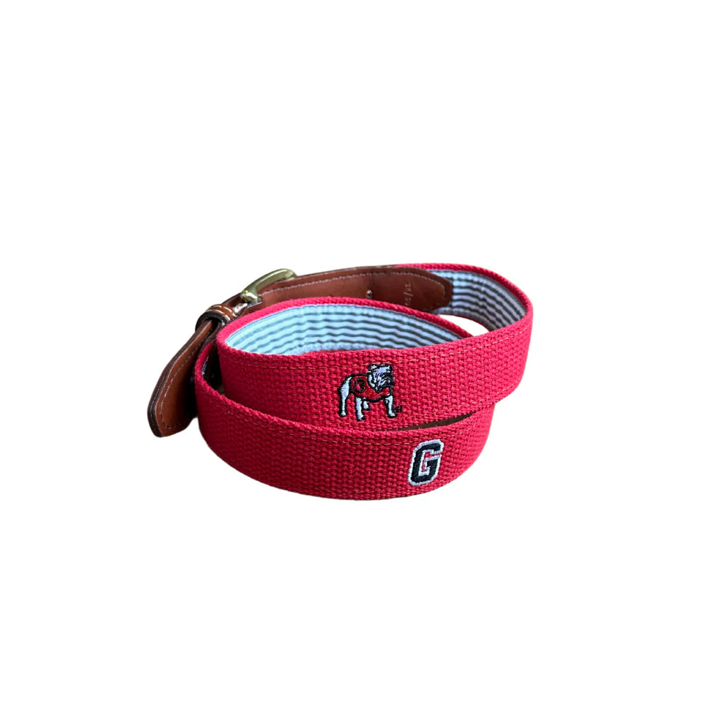 UGA Block G Embroidered Belt