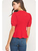 Flared Puff Sleeve Knit Top