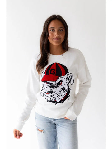 Blue Button Detailed Sleeve Knit Sweater