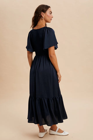 Ivory Vintage Floral Pleat Sleeve Dress
