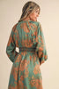 Emerald Multi Paisley Smocked Midi Dress
