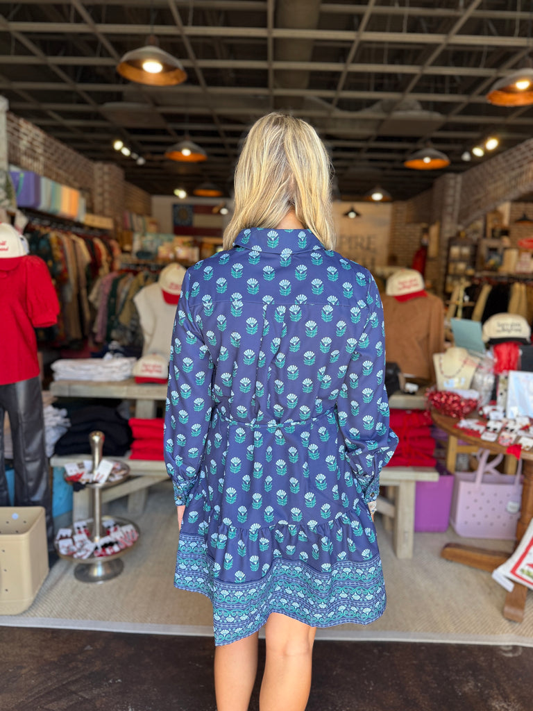 Maya Floral Foulard Blue Dress