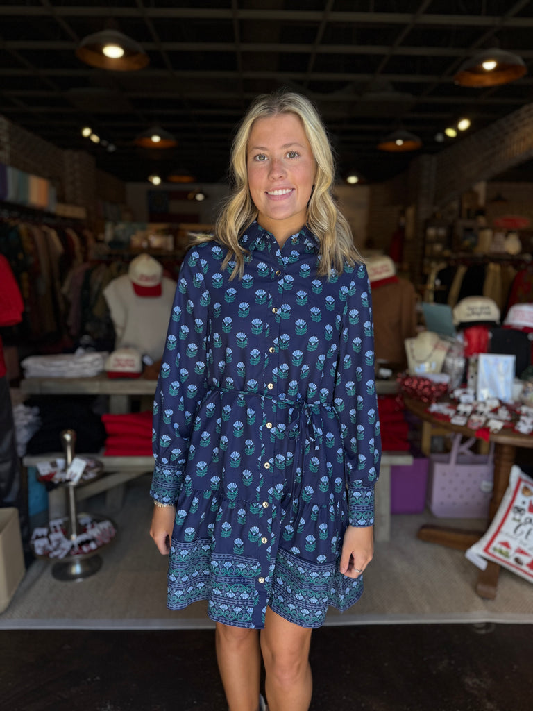 Maya Floral Foulard Blue Dress