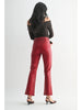 Coated Red Slim Cropped Pant