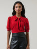 Lisette Shimmer Bow Tie Red Top