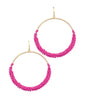 Pink Beaded Hoop Earrings