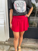 Pleated Athletic Red Skort