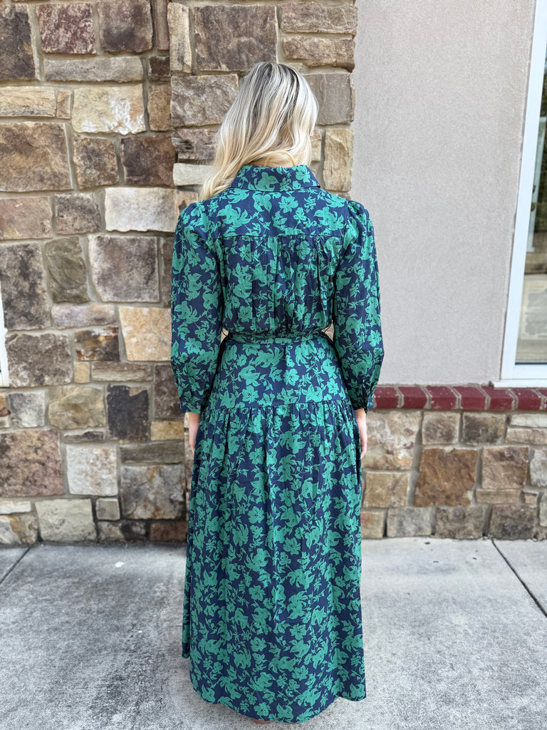 Navy/Green Floral Maxi Dress