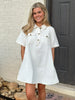 Ivory Denim Pocket Swing Shirt Dress