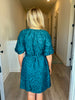 FINAL SALE - Teal Textured Puff Sleeve Dress