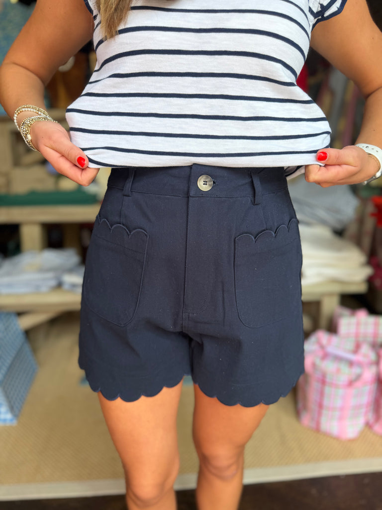 Solid Scallop Shorts
