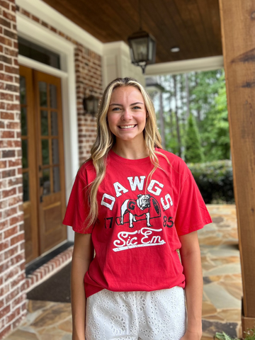 Dawgs Script Tee Red