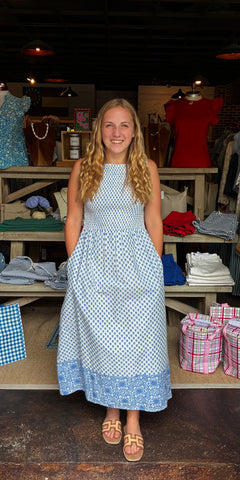 Larissa Blue & White Pleat Sleeve Tee