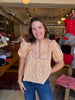 Rust Stripe Piping Detail Top