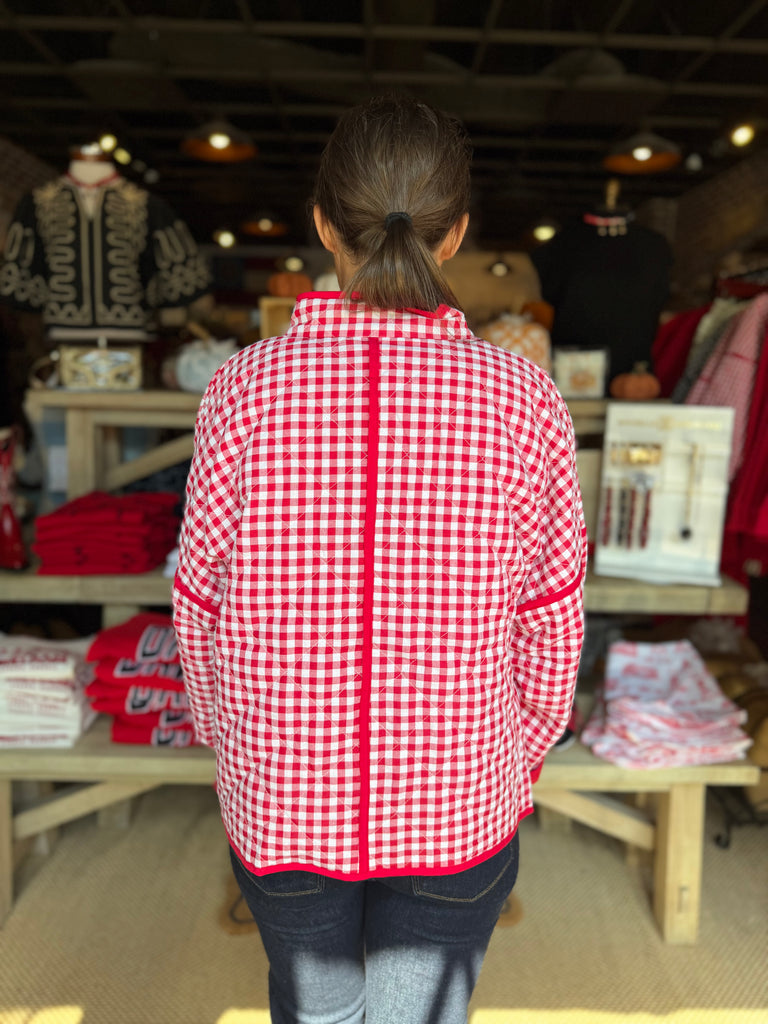 Quilted Gingham Puff Jacket