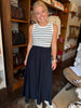 Stripe Tank Mixed Media Midi Dress