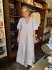 Brown Stripe Poplin V-Neck Signature Maxi Dress