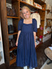 Navy Swiss Dot Midi Dress