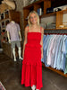 Red Smocked Maxi Dress