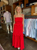 Red Smocked Maxi Dress