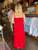 Red Smocked Maxi Dress