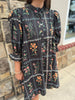 Black Floral Ruffle Puff Sleeve Mini Dress