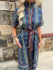 Navy Floral Detail Midi Dress