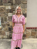 Lisa Puff Sleeve Tiered Dress Pink