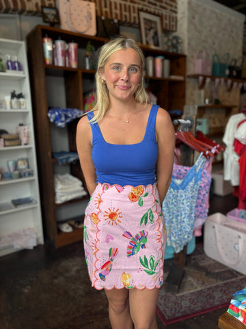 White Toucan Fruit V-Neck Maxi Dress