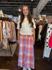 Smocked Waist Plaid Tiered Midi Skirt