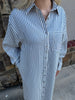 Long Sleeve Stripe Midi Shirt Dress