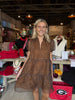 Brass Leopard Organza Tiered Mini Dress