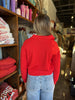 Red Solid V-Neck Collar Sweater