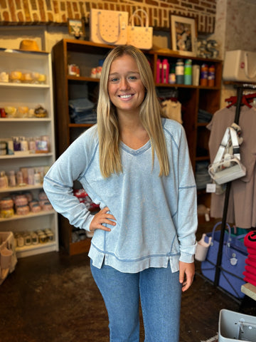 Orange Multi Stripe V-Neck Top