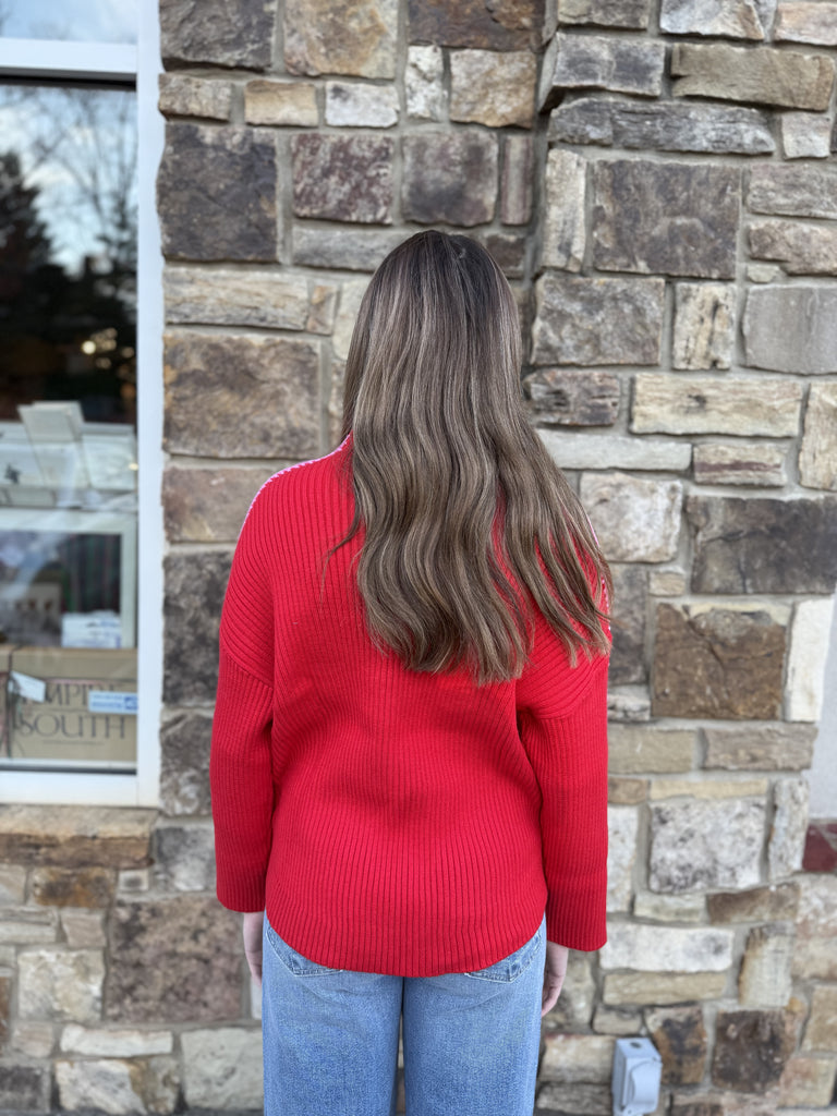 FINAL SALE - Red Cole Turtleneck Sweater