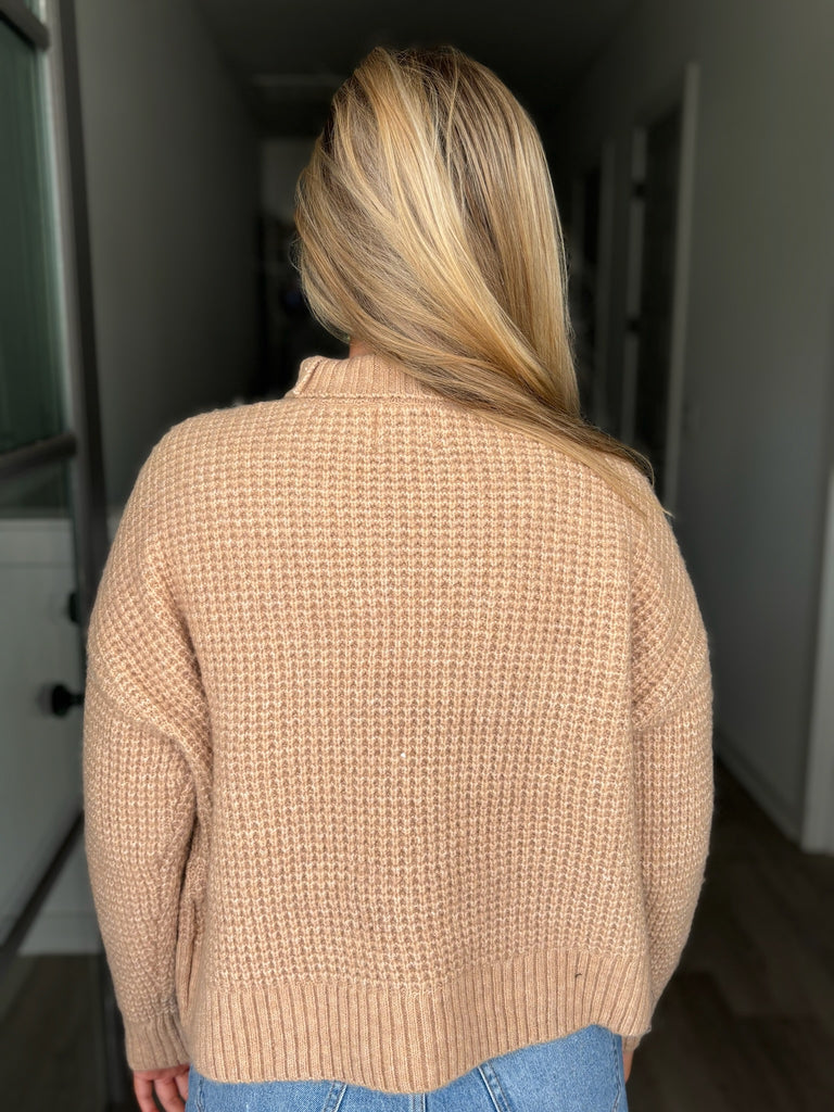 Beige Turtleneck Knitted Sweater