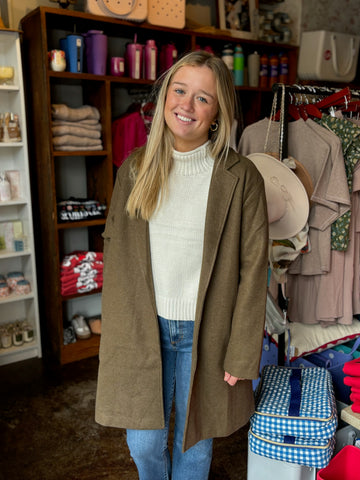 Green Turtleneck Knit Sweater