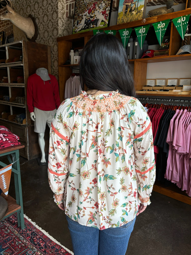 FINAL SALE - Floral Smocked Blouse