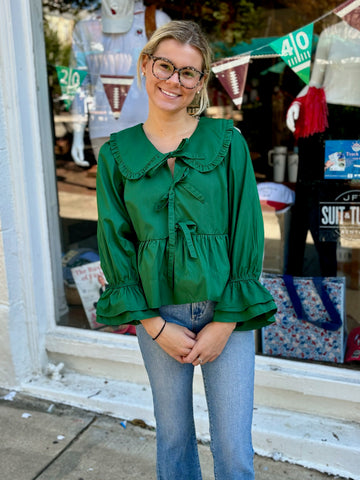 Green Turtleneck Knit Sweater