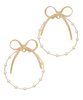 Bow & Pearl Circle Gold Hoops