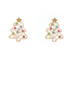 White Christmas Tree w/Crystal Earrings