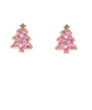 Pink Christmas Tree w/Crystal Earrings