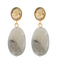 Gray Glass & Mable Stone Oval Drop Earrings