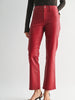 Coated Red Slim Cropped Pant