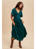 Smocked Washed Satin Midi Dress